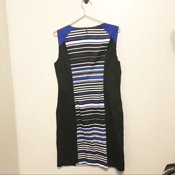 Spense NWT black and blue striped flattering style career dress size 10 - Picture 2 of 6